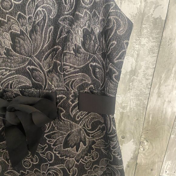 Jessica Howard petites black and silver floral holiday brocade dress 10 - Picture 3 of 5